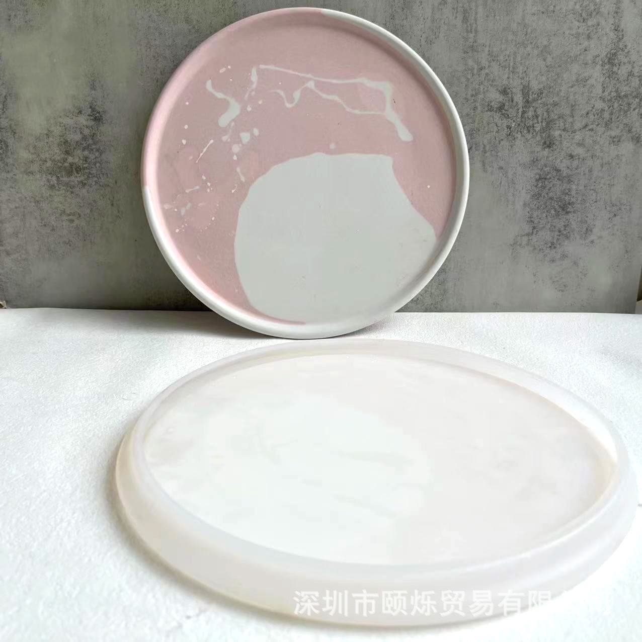 Large Round Tray Silicone Mold Fruit Plate Plaster Cement Resin Mold Flower Pot Base Mold