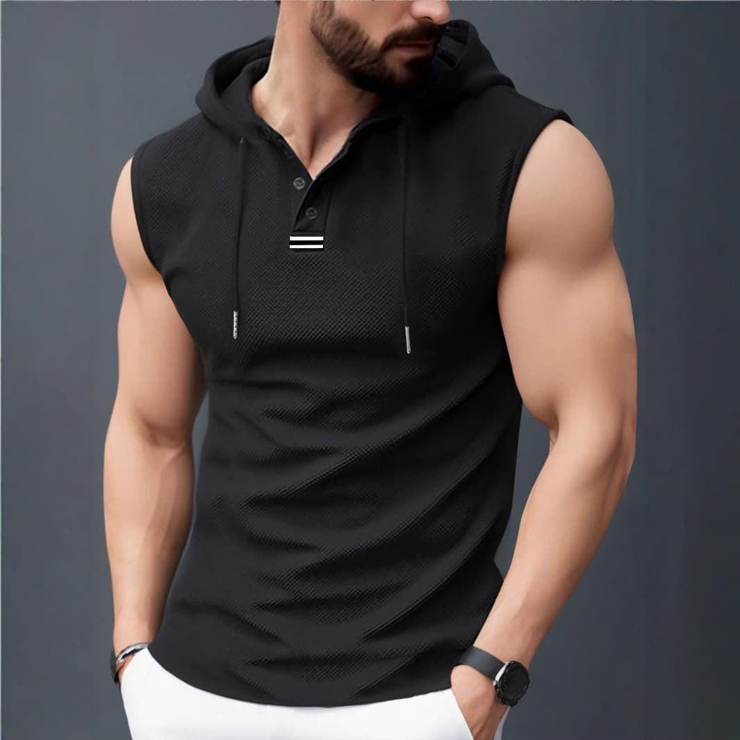 New Summer Men's Hooded Vest Casual Sleeveless T-Shirt for Cross-Border E-commerce Temu Shein Amazon