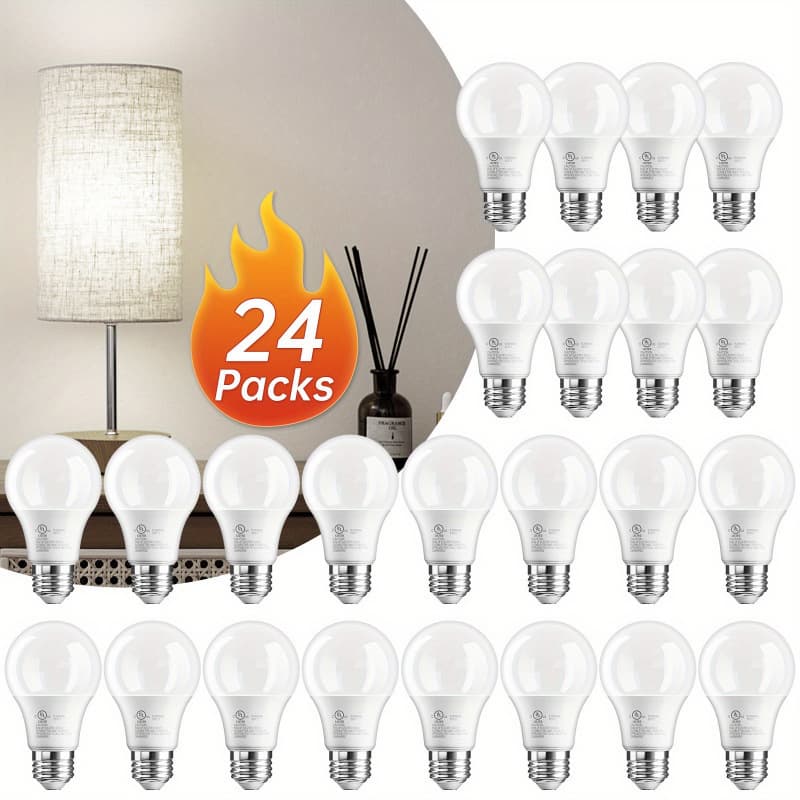 2026 New Cross-border Drop Shipping 12/24 Pack 5000KA19E26 LED Bulbs Bright White 60W LED