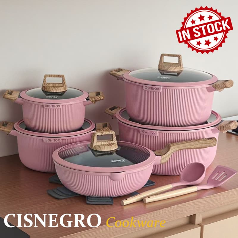 Die-cast aluminum small vertical pattern blue diamond coated non-stick pot set foreign trade blue diamond covered bottom soup pot frying pan