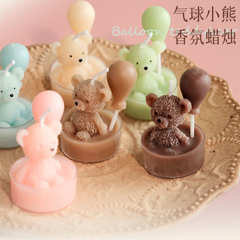 Soft Cute Balloon Bear Scented Candle Cartoon Birthday Cake Candle Children's Birthday Party Decorative Candle Wholesale