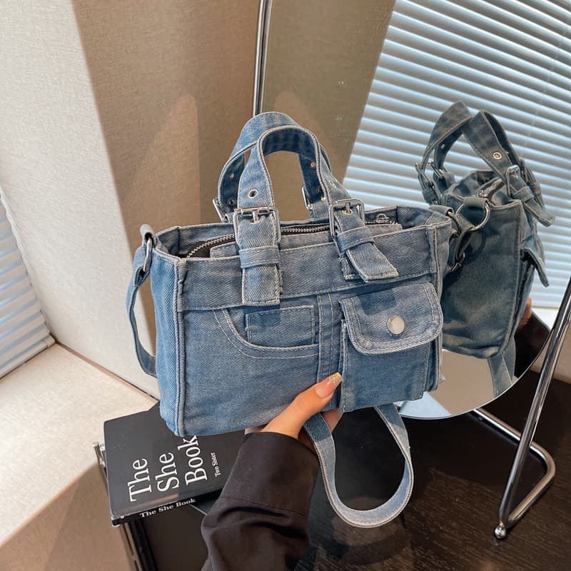 Personalized Denim Design Crossbody Cloth Bag Vintage Casual Simple Handbag Thickened Wear-resistant Fashionable Shoulder Bag