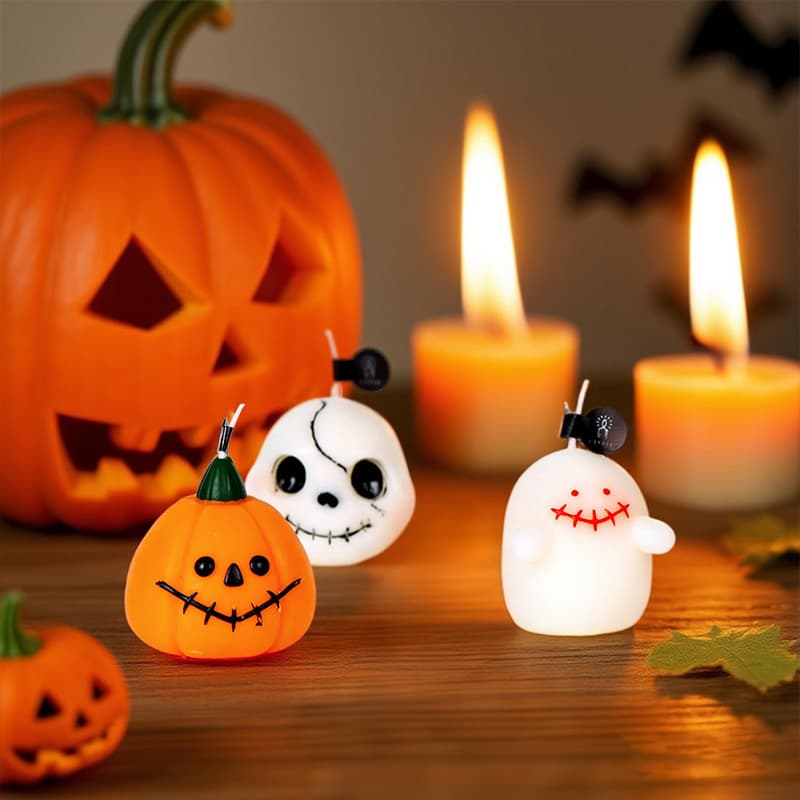 Cross-border Halloween Scented Candle Pumpkin Skull Smokeless Festive Atmosphere Decorative Ornament Handmade Candle Gift