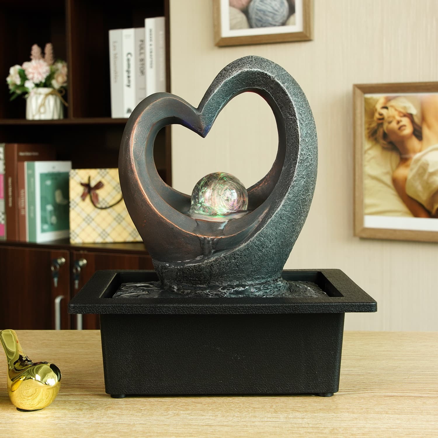 Cross-border Amazon Water Flow Ball Indoor Foyer Study TV Cabinet Desktop Resin Ornament Cyclic Water Flow Decoration