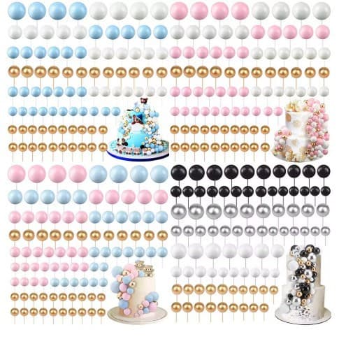 Cross-border set of gold and silver ball cake decoration balls, 3D small balls, bohemian birthday party cake plugins