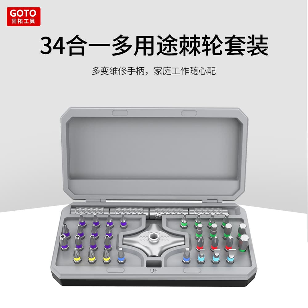 New Cross-Border 34-in-1 Ratchet Screwdriver Set Manual Multi-Function Ratchet Wrench Set Tool Screwdriver
