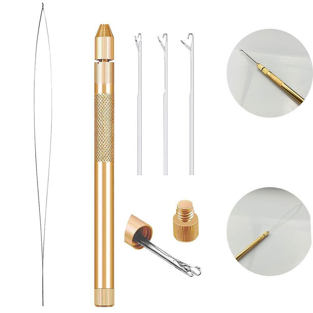 Wig crochet hook Metal handle hair extension beader crochet hook set Detachable reggae dreadlock hair extension tool set