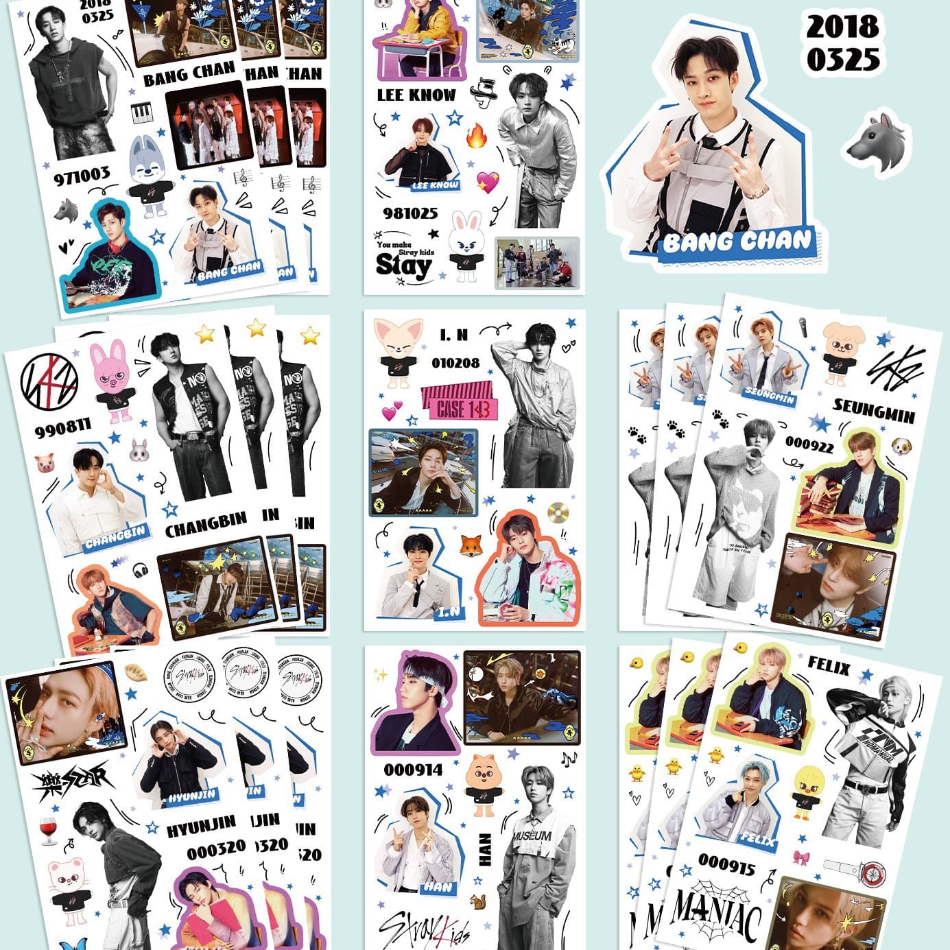 Decorative Waterproof Stickers for Boys' Diary Guka Stickers DIY Cute Printed Style 8 Designs Home Living Cute Style