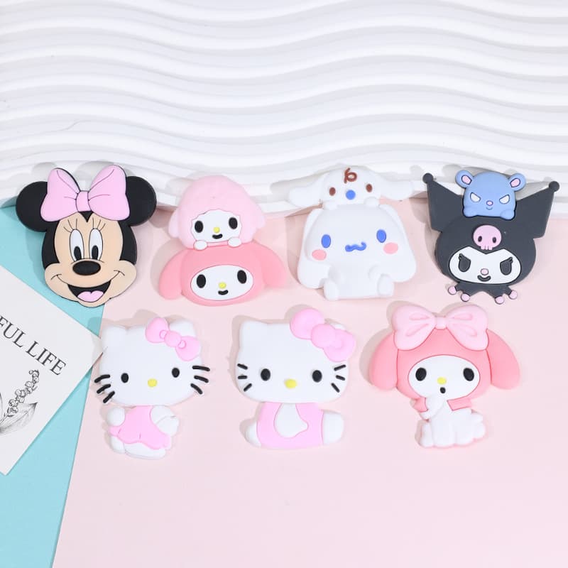 Cute Cartoon Skull Elf Hair Clip Water Cup Accessory Children's Little Beauty Bunny Girl Heart PVC Soft Decorative Patch