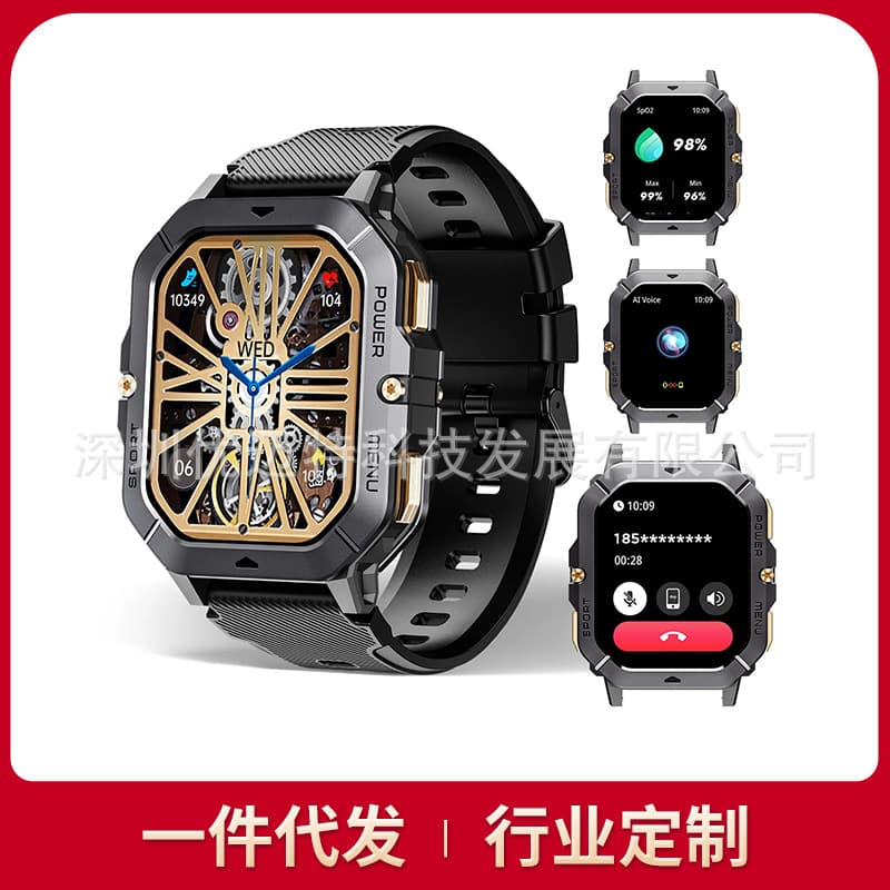 Oukui Bt101 410Mah Battery Al Voice Assistant Bluetooth Call Military Waterproof Smart Watch Trendy Model