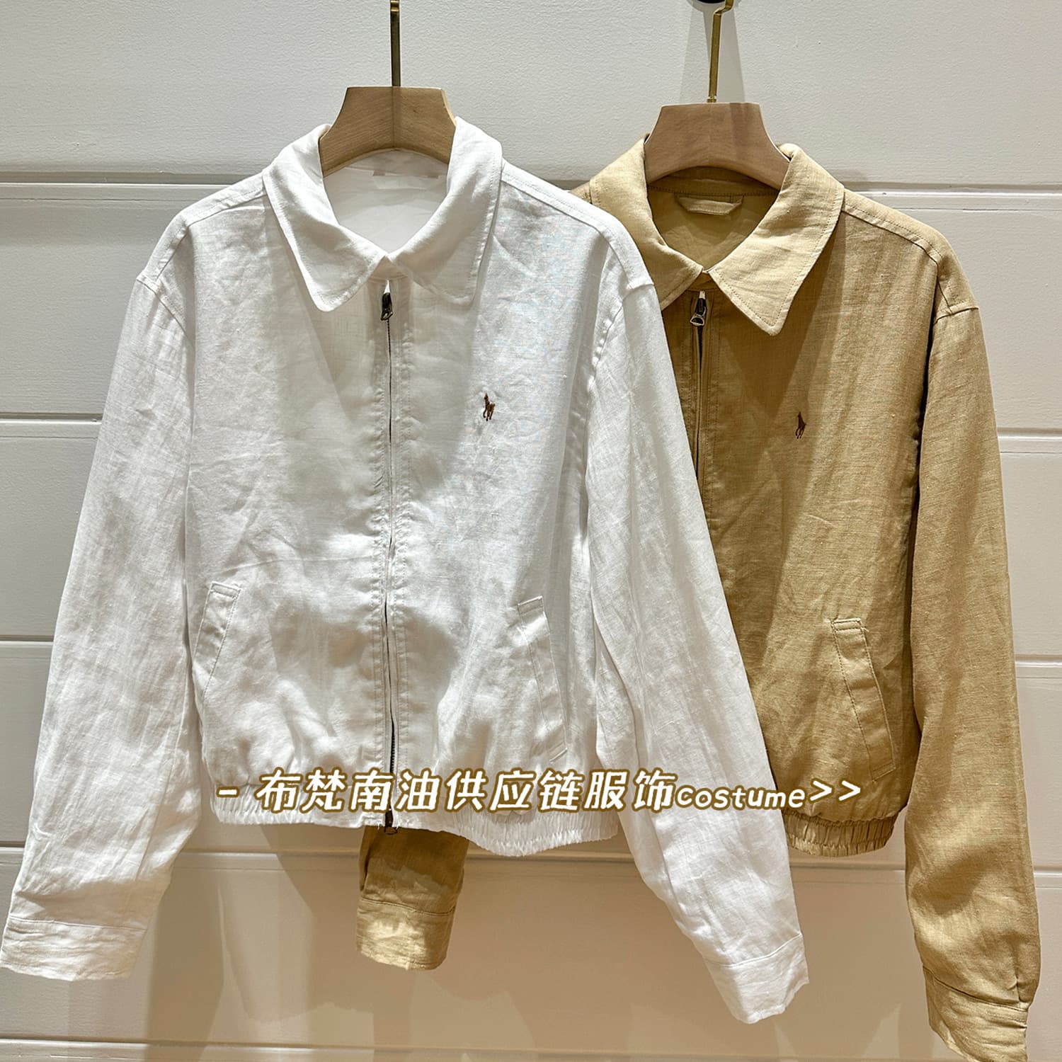 RL Raff pony logo embroidered veteran linen lapel jacket for women autumn new loose casual versatile jacket