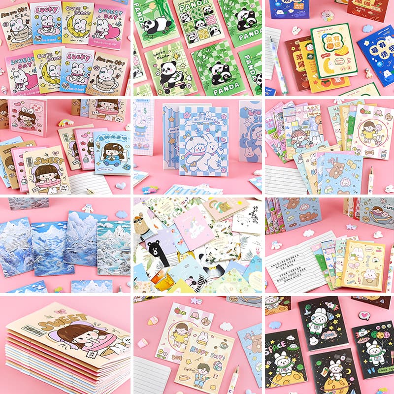Stationery Mini Notebook Cartoon Pocket Notepad 64K Softcover Exercise Book Kindergarten Elementary Student Prize Small Gift