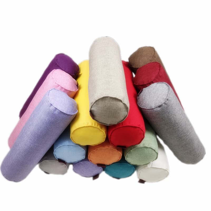 Solid Linen-Like Long Cylindrical Pillow Candy Pillowcase Sofa Headrest Backrest Footrest Lumbar Pillow
