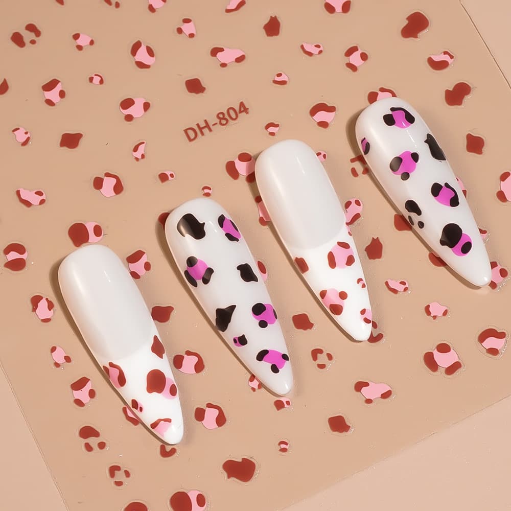 Redanco New 3D Flat Popular Cartoon Leopard Print Series Nail Art Stickers 3D Nail Decal DH-777