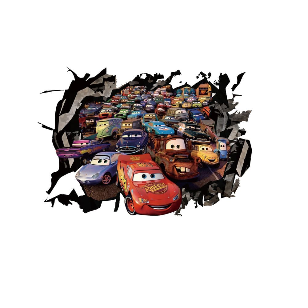 Cars Movie Sticker Boys Bedroom Game Decoration Poster Cartoon Self-Adhesive PVC Racing Wall Decal