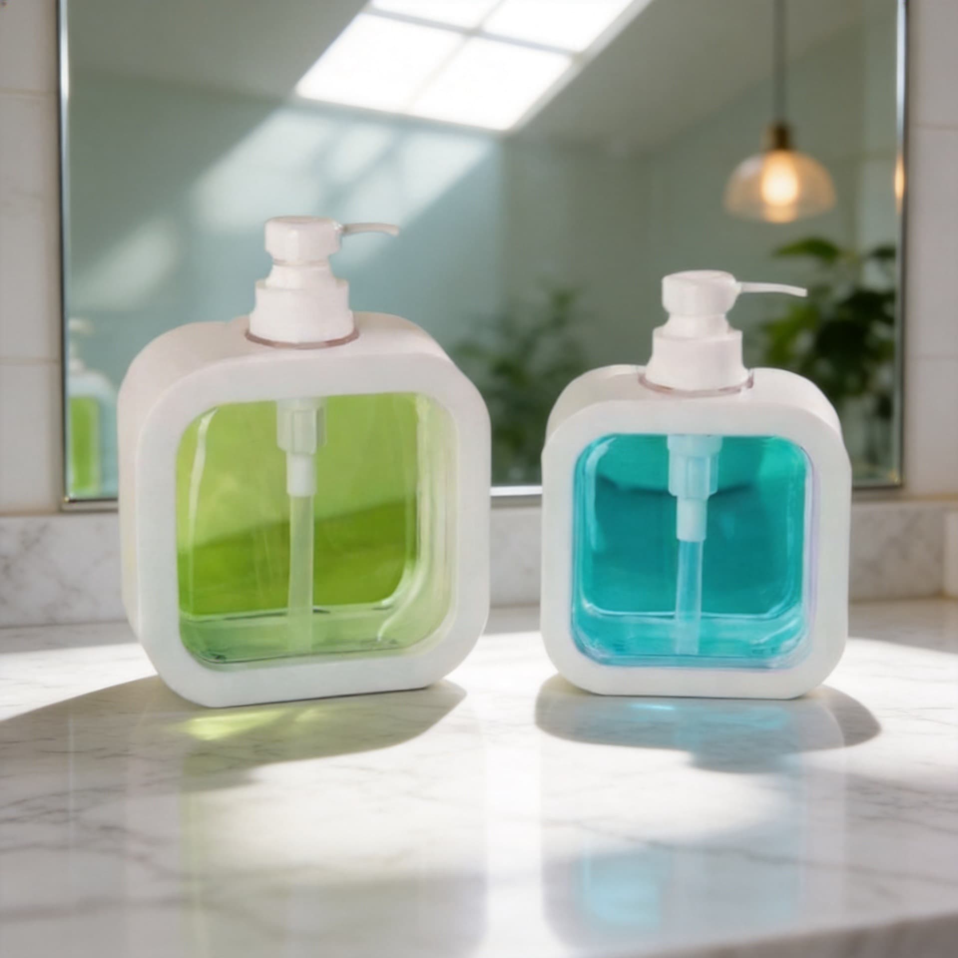 New Apple-Shaped Clear Dispenser Bottle for Lotion, Bathroom Hand Soap Dispenser Plastic Pump Bottle, Visible Lotion Bottle