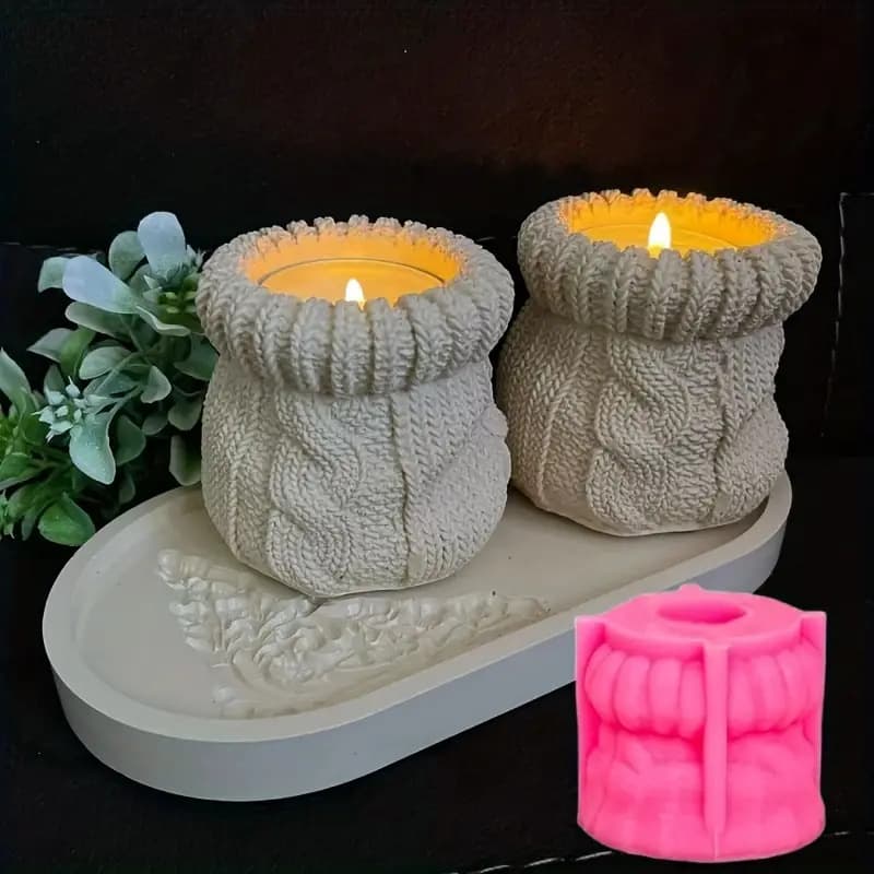 Cross-Border Wool Woven Bag Candle Cup Silicone Mold DIY Succulent Cement Gypsum Concrete Flower Pot Mold
