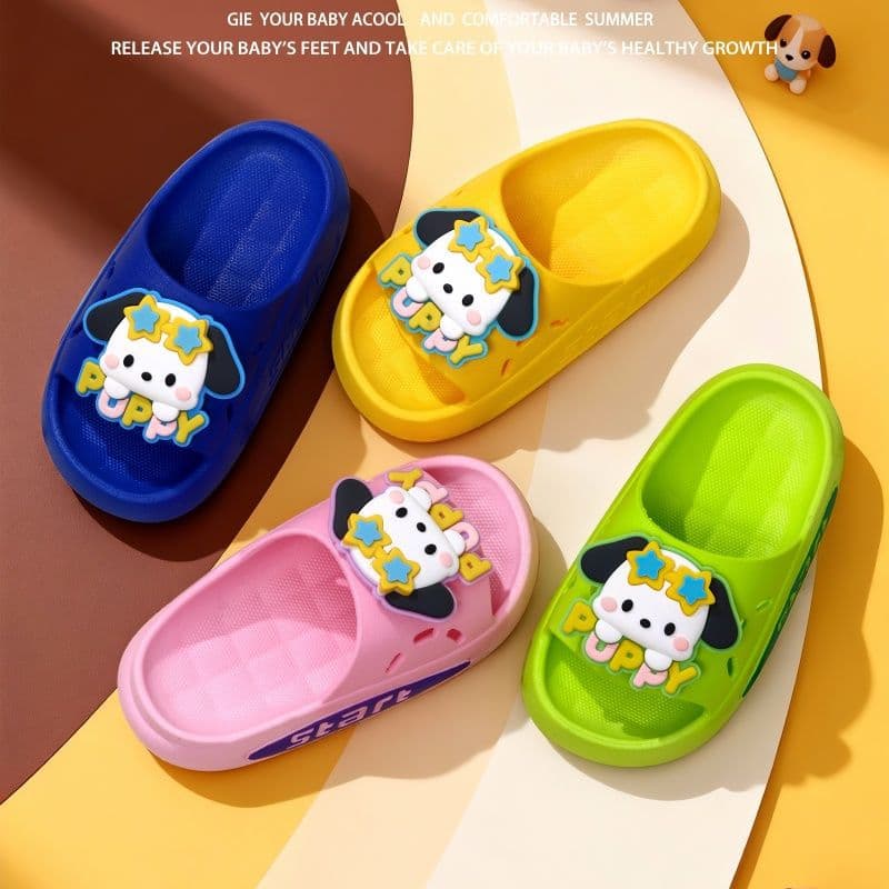 Kids Cartoon Slippers for Boys and Girls, Summer Non-Slip Soft Sole Baby Sandals, Cute Dog Hole Shoes for Home and Outdoor