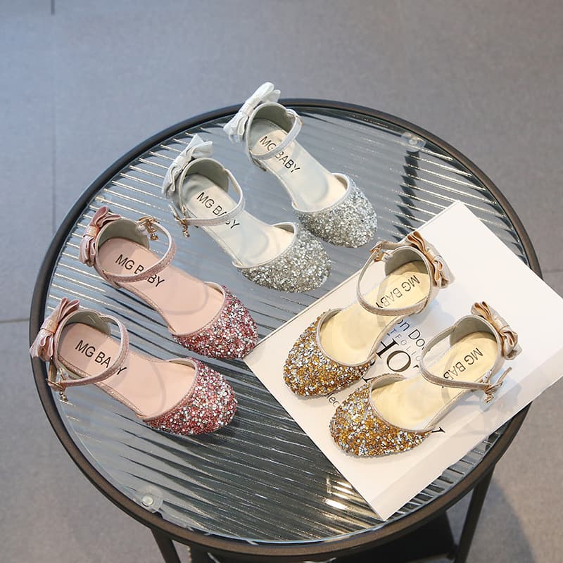 Girls' Leather Shoes 2026 New Princess Shoes Crystal High Heels Little Girl Student Performance Dance Shoes Korean Style Children's Shoes