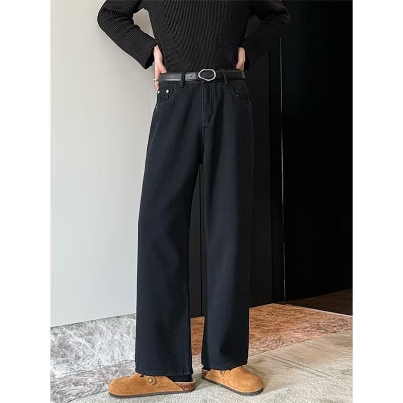 Washed Vintage Straight Leg Jeans Loose Wide Leg Pants Casual Long Trousers Spring Autumn Korean Style Simple Youth Fashion