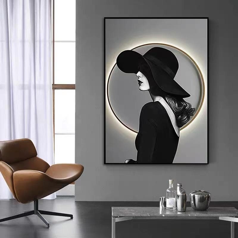 Modern entryway corridor hanging painting, aluminum alloy framed living room decorative artwork with beauty portrait 80x120