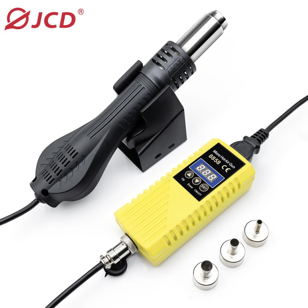 JCD Portable Handheld Hot Air Gun Soldering Station 8858 Adjustable Temperature 750W Welding Repair with Multimeter Set