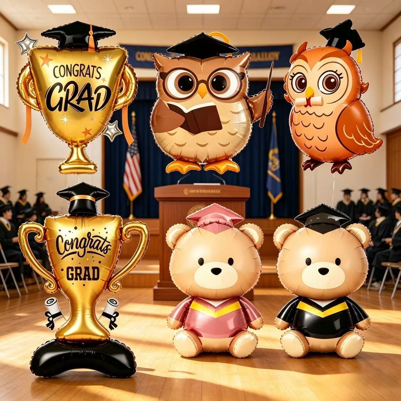 New Graduation Owl Balloon, Graduation Bear, Male Doctor, Female Doctor, Trophy, Graduation Season Decoration Foil Balloon