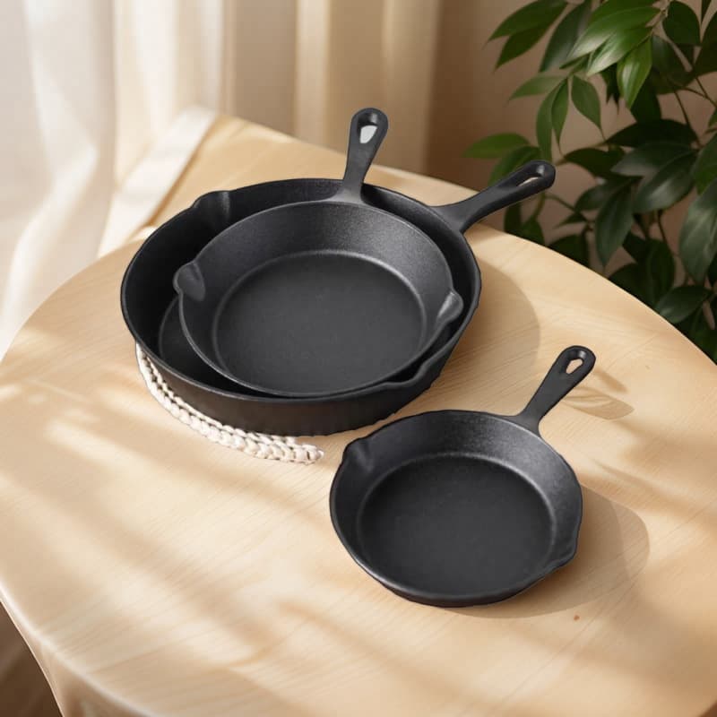 Cast Iron Pan Uncoated Frying Pan Small Egg Pan Household Non-Stick Flat Bottom Pan Old-Fashioned Iron Pan Kitchen Cookware Set Oil Splatter Pan