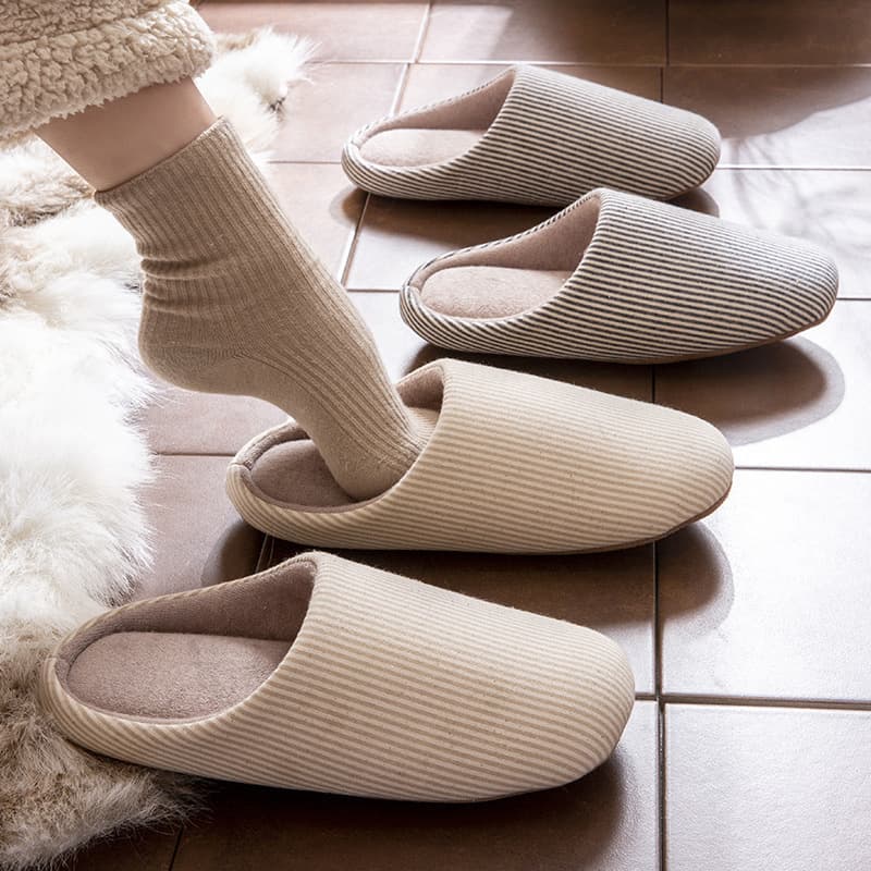 Autumn Cotton Slippers for Men and Women, Silent, Japanese Style, Soft Sole, Couple Indoor Anti-Slip Floor Slippers, Postpartum Maternity Slippers, Couple Style