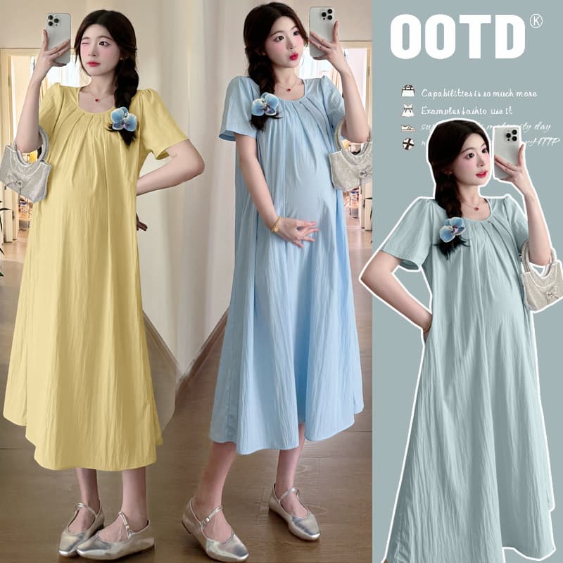 Maternity Summer Dress 2024 New Arrival Lightweight Fashionable Long Maternity Dress for Pregnant Women
