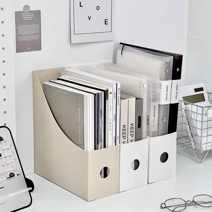 Simple desktop bookend storage box creative ins style book storage rack file storage artifact organizing file rack