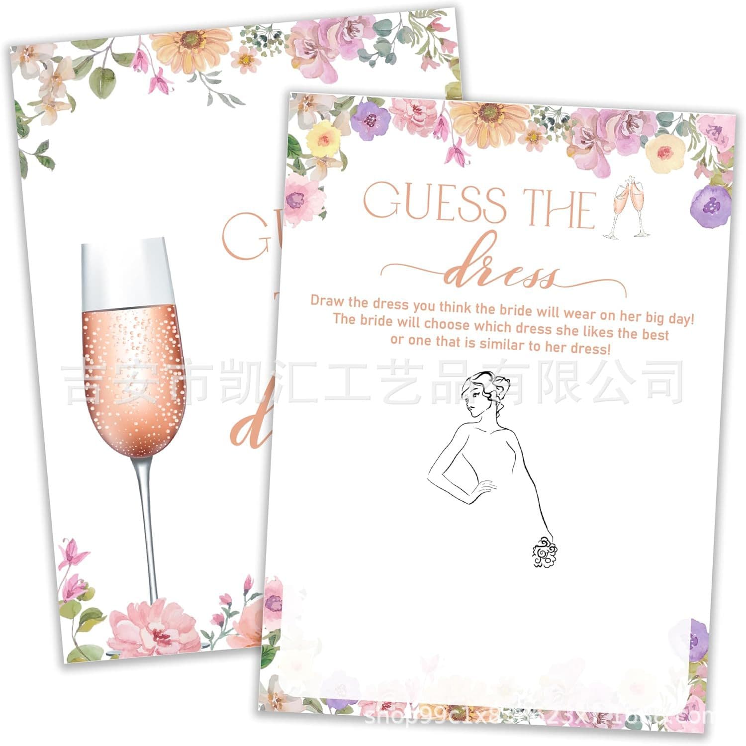 Floral Theme – Bridal Shower Game Cards Guess the Dress Game Bachelorette Party, Engagement Party Decoration
