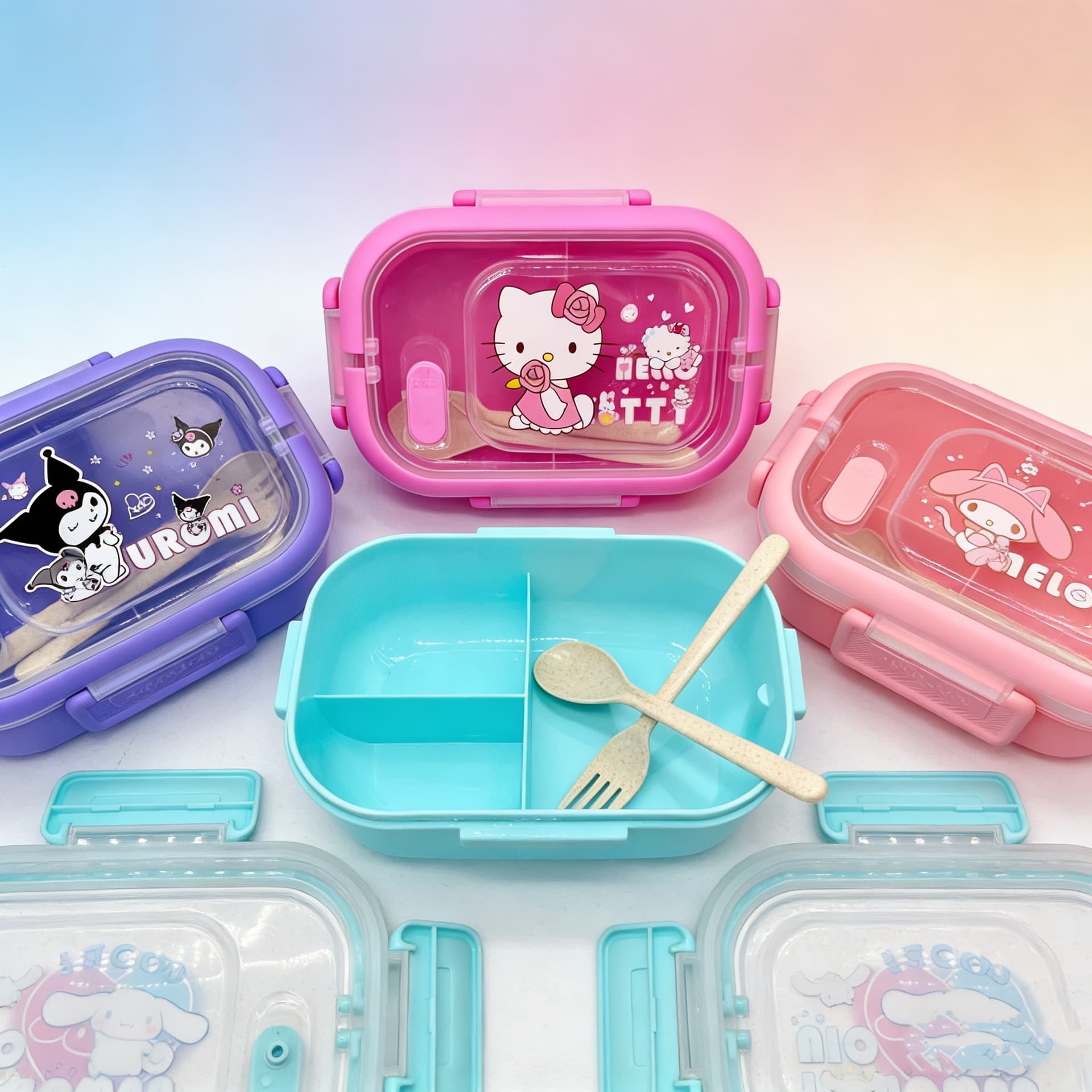 Sanrio LunchBox Single-Layer Handle Lunch Box Bento Box for Students and Office Workers, Compartmentalized, Microwave-Safe