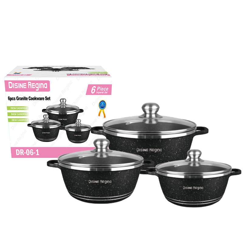 Six-Piece Aluminum Pot Set 20-24-28cm Barley Stone Non-Stick Soup Pot Aluminum Cookware