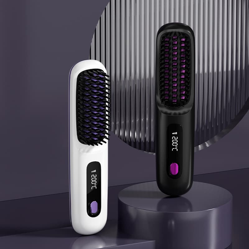 New Cross-Border Wireless Straightening Comb Ceramic Negative Ions No Damage Wireless Charging Portable Straightening and Curling Comb