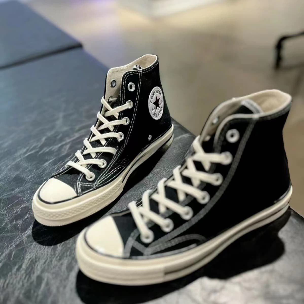 High Top Black Canvas Shoes Unisex Sporty Casual Style Converse Shoes Breathable Rubber Sole Comfortable All-Season Footwear