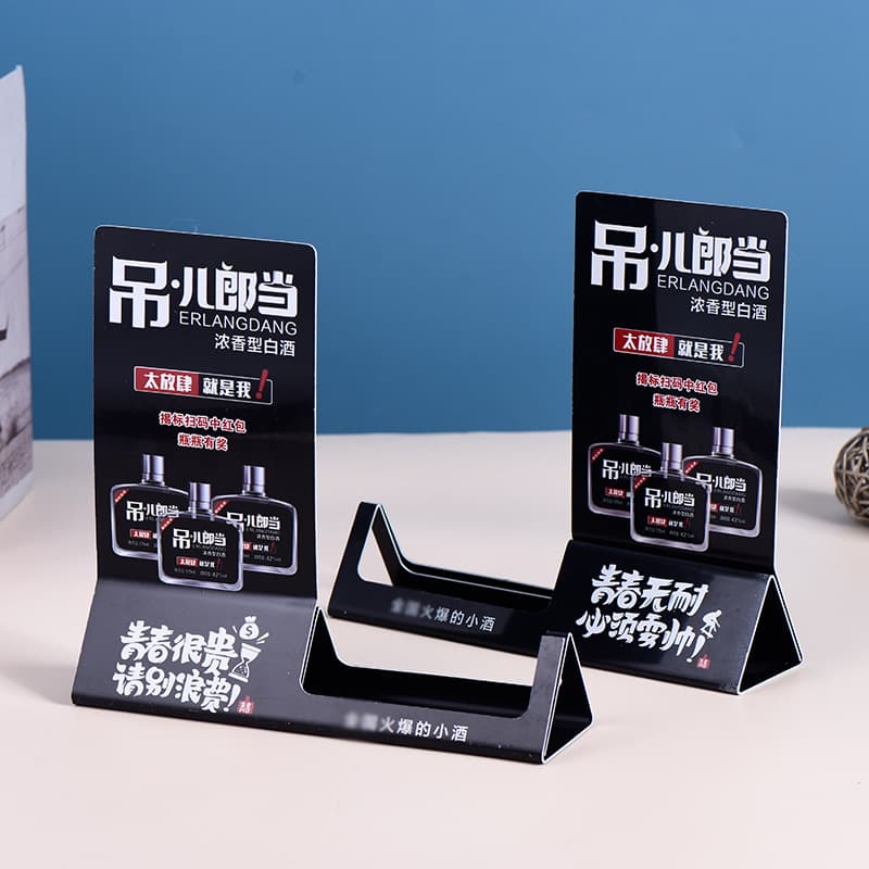Manufacturer wholesale PVC bending display sign restaurant beverage display stand L-shaped table card plastic advertising table sign