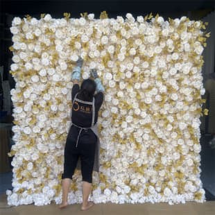 Trendy Artificial Flower Wall Wedding Scene Decoration Artificial Rose Waterfall Flower Wall Holiday Decoration Photo Check-in