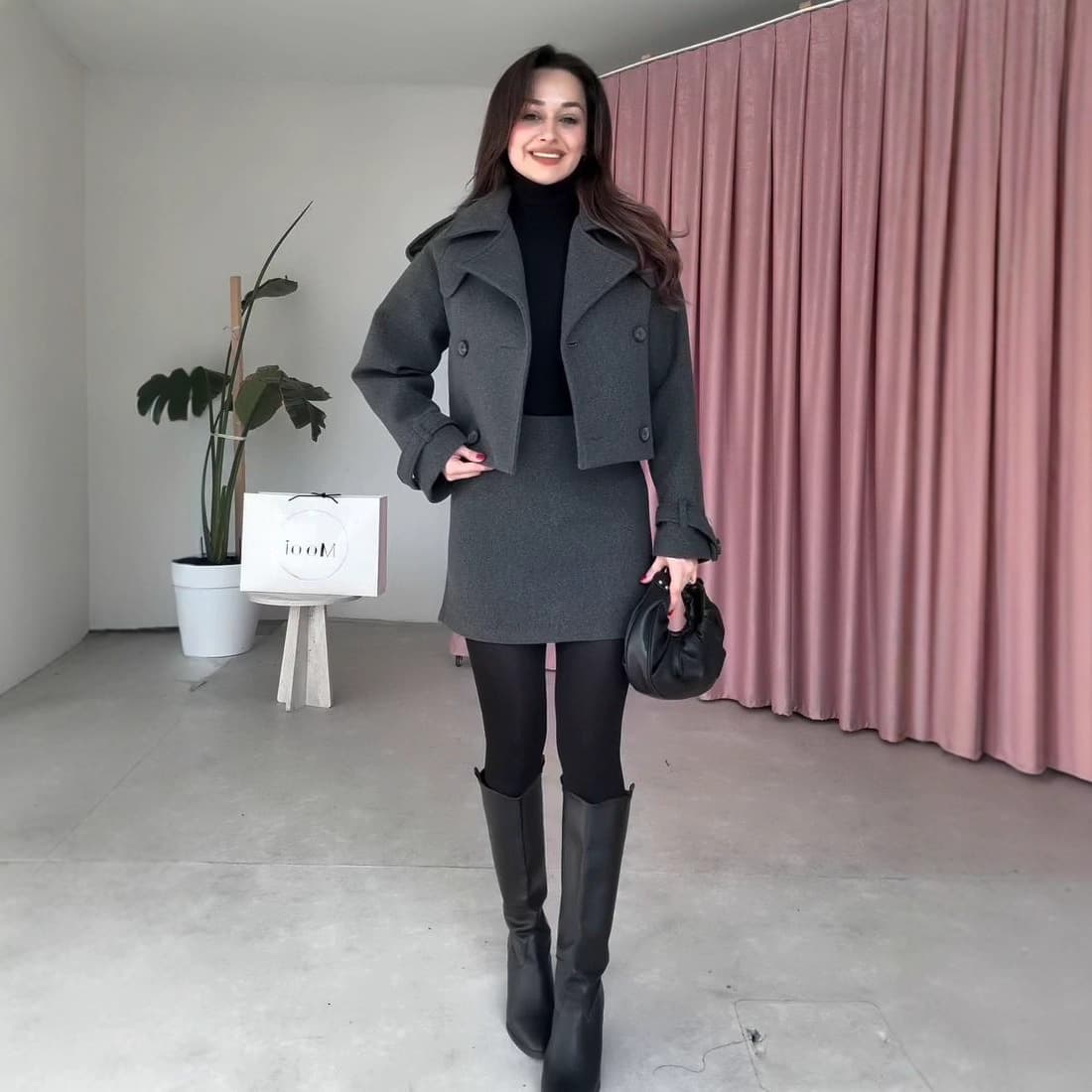 2025 Amazon spring and autumn new cross-border European and American foreign trade women's small suit cardigan long-sleeved jacket hip skirt
