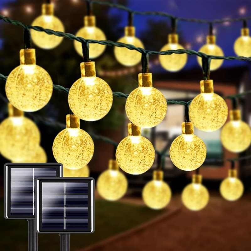 2026 New Cross-border Solar LED Light String, 16/39 Feet, 8 Lighting Modes, Warm White