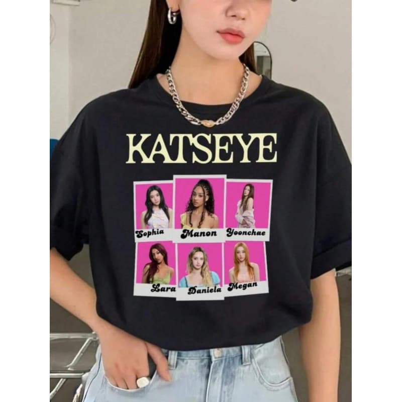 European Size Cotton T-Shirt Katseye Retro ee, Katseye Merch, Yoonchae Merch, Kpop