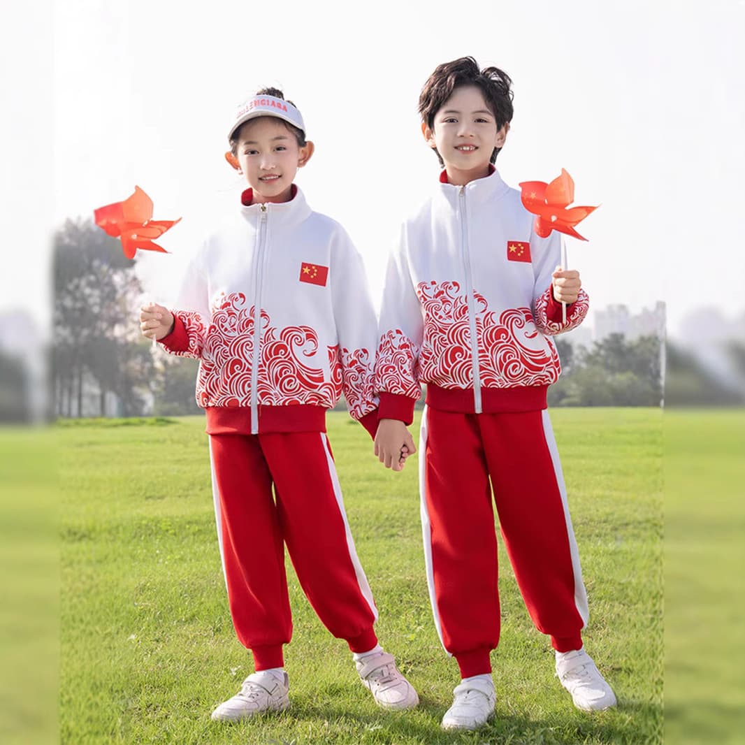 Elementary school uniforms for spring/autumn, children's Chinese-style athletic sets, kindergarten uniforms, and autumn class uniform four-piece set.