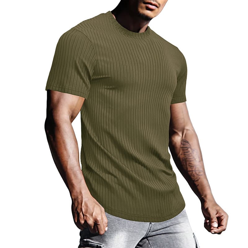 Cross-border Men's Sports Compression Short Sleeve T-Shirt Round Neck Top for Amazon Fitness Shapewear