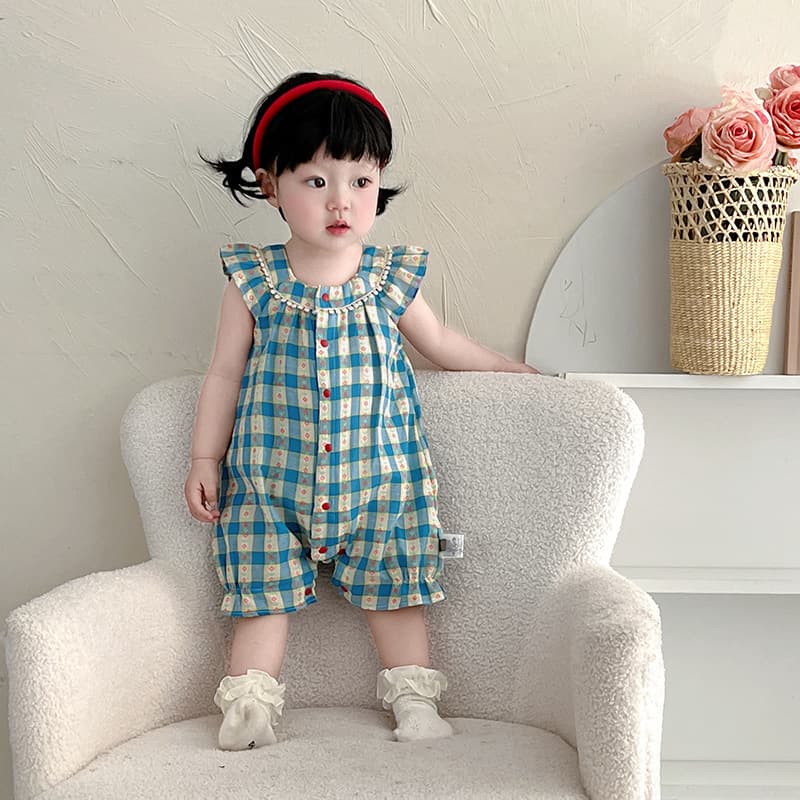 Baby Summer Thin Newborn Sleeveless Romper Fresh Plaid Bodysuit 0-2 Years Baby Onesie
