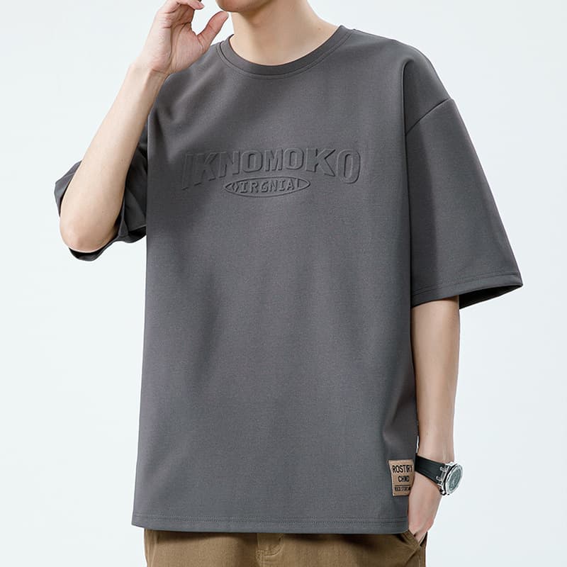 Short-Sleeved T-Shirt Men's Summer New Retro Steel-Printed Fashion Printed Base Shirt Trendy Men's Loose Top T-Shirt