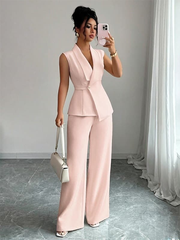 2026 Fall Women's Two-Piece Set for Cross-border EU/US Market, Stylish Long-Sleeve Blazer with Straight-Leg Pants