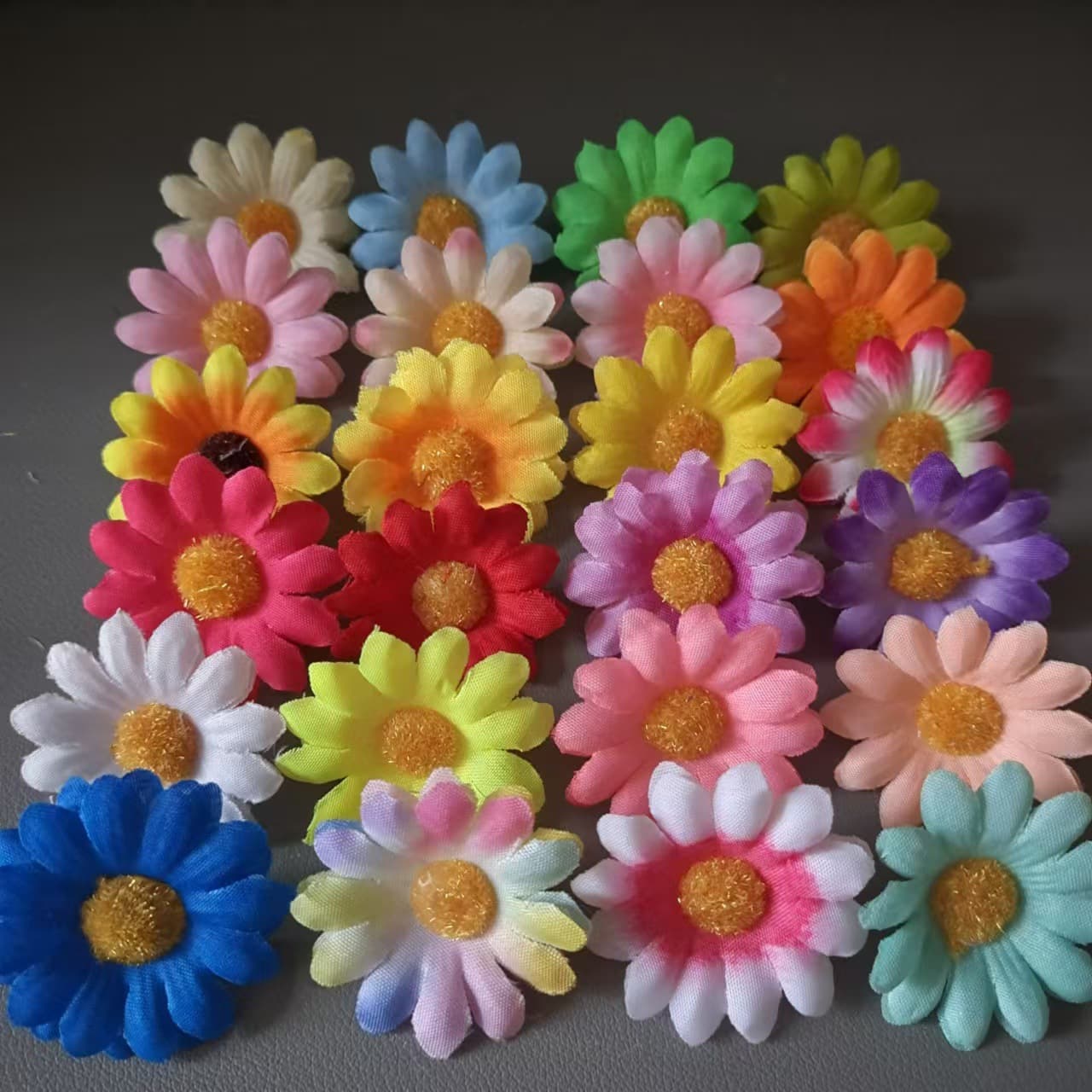 Artificial Flower Head 4cm Sunflower Daisy Silk Fabric Flower for Wedding DIY Handmade Shoe and Hat Accessories
