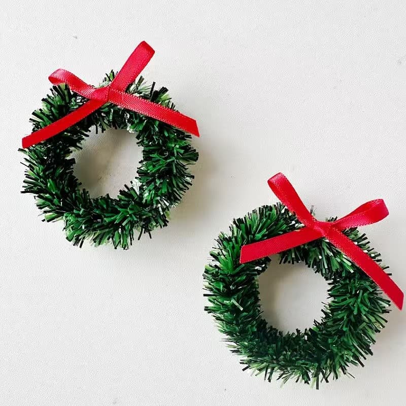 Christmas mini garland decoration doll house Christmas simulated grass circle cross-border Christmas decoration pendant
