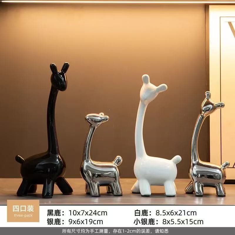 Entryway Deer Family of Four Ornament Craft Living Room TV Cabinet Wine Cabinet Decoration Ceramic Figurine Home Decor