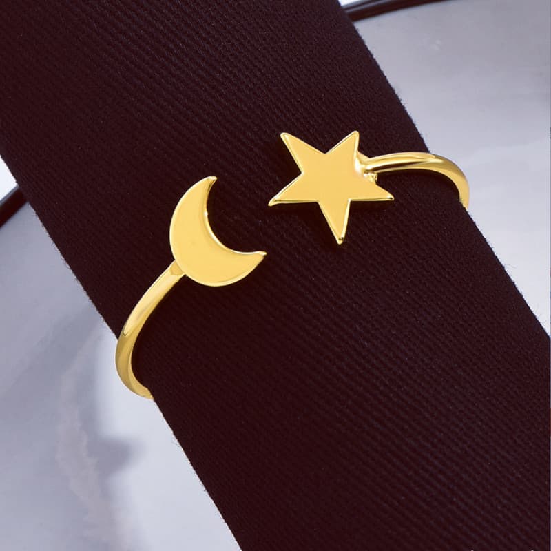 Exquisite Moon Napkin Ring Golden Star Alloy Material American Style Adult Suitable Handmade Business Gifts New Chinese Style